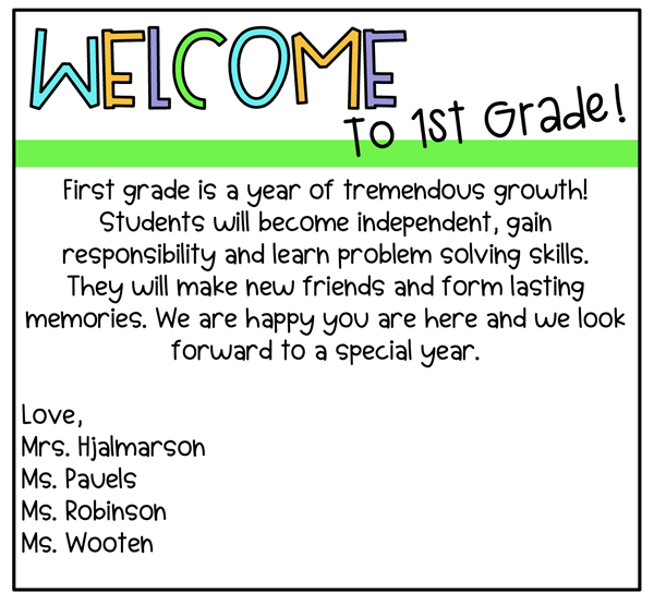 Welcome to First Grade